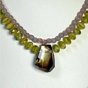 😍 UNIQUE 😍 David Aubrey Smokey Quartz Beaded‎ Gemstone Necklace! WOW! 🤩